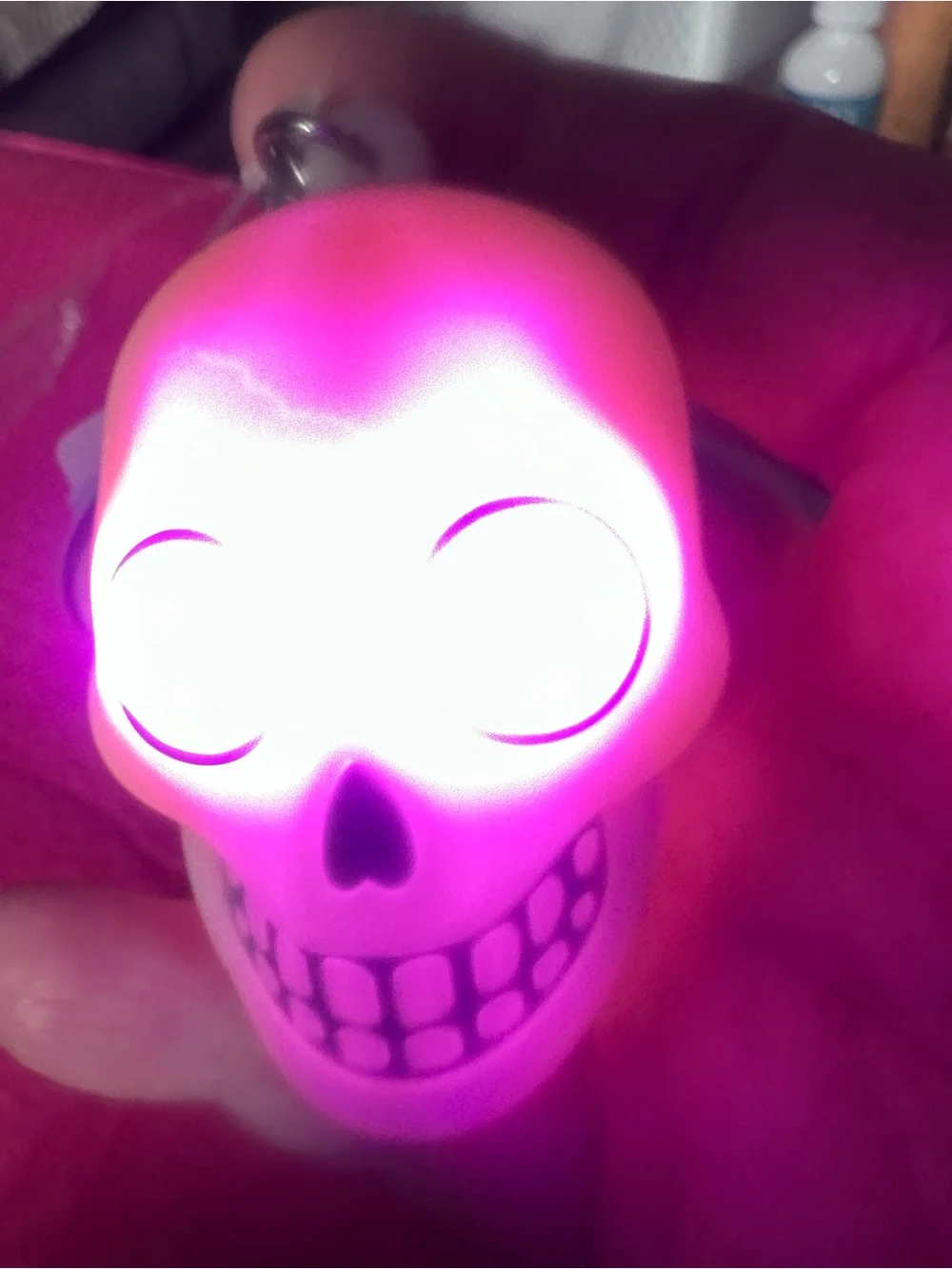 Bath & Body Works Pink Hand Sanitizer with Cream Skull Keychain LITES-UP